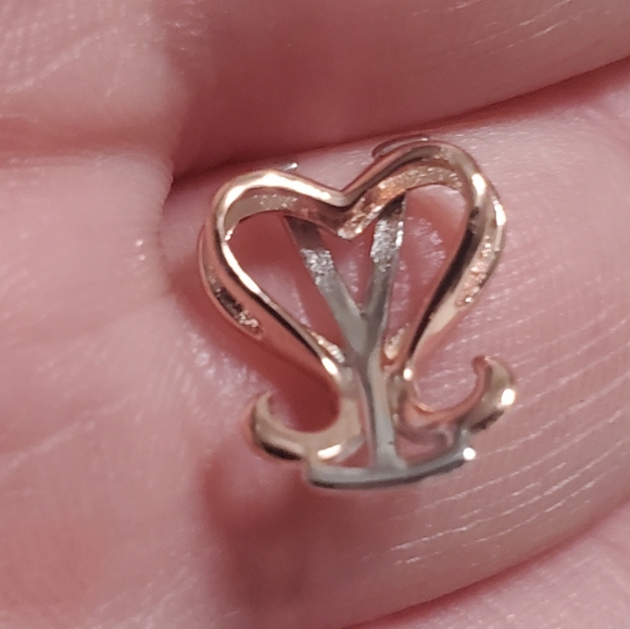 She-Said-Yes "Love Symbol" Round Cut 10k Solid Rose & White Gold Pendant - Picture 3 of 5